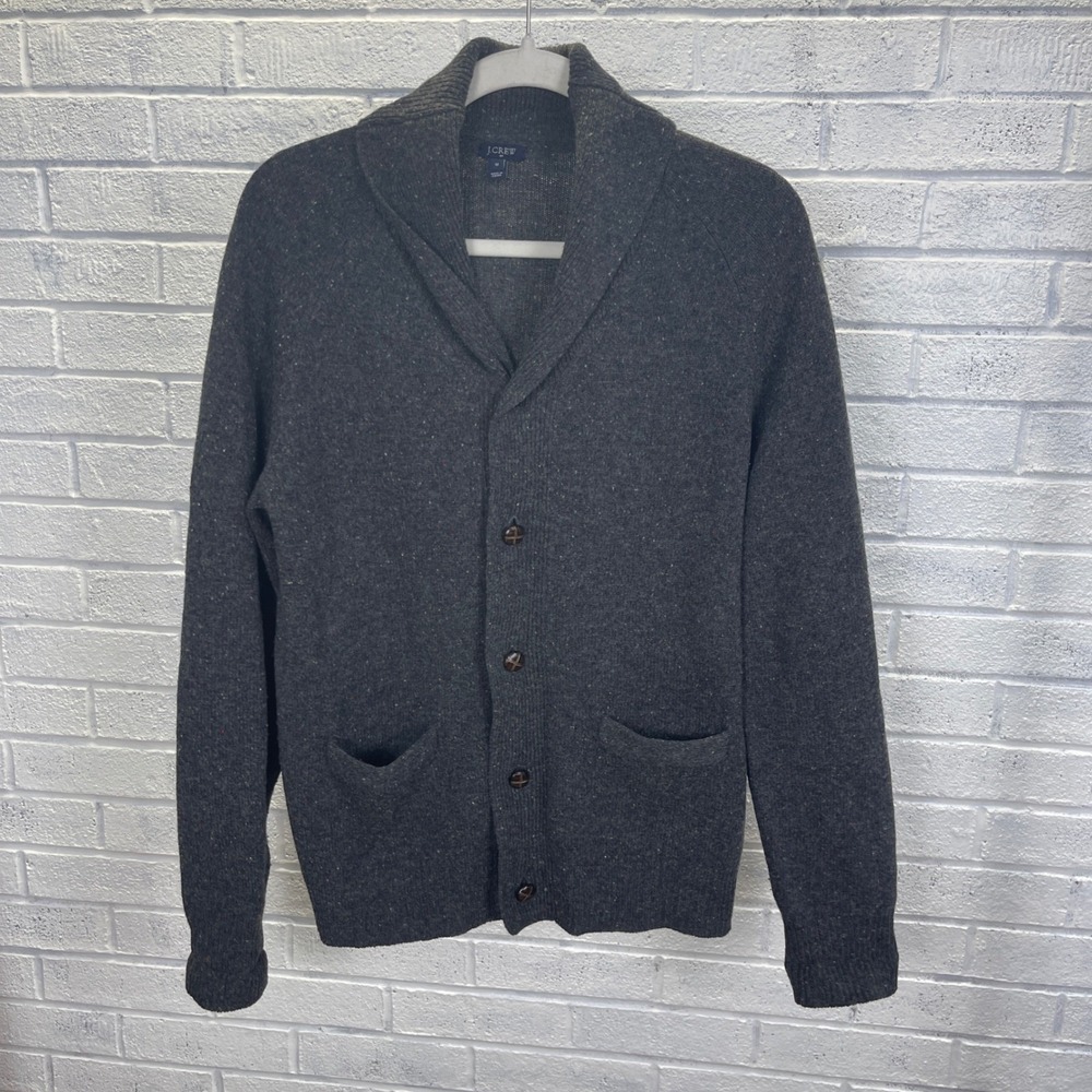 J.Crew Lambswool Donegal Cardigan Sweater Mens M Fisherman Cabincore Preppy Y2K